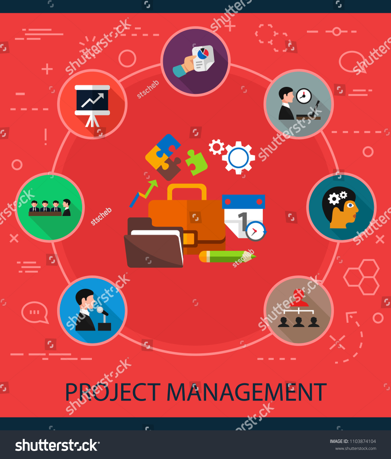 Project Management Flat Icons Concept Vector Stock Vector Royalty Free