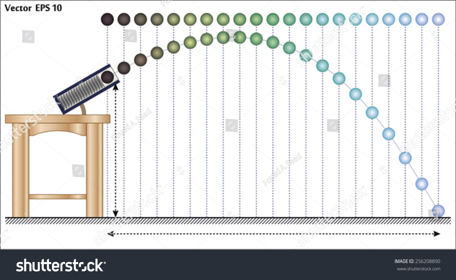 Projectile Motion Stock Vector Illustration 256208890 : Shutterstock