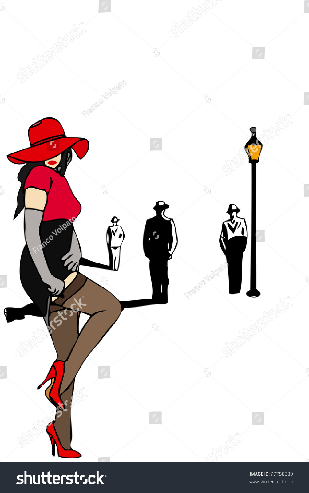 Prostitution 5 A Woman Is A Prostitute On The Street Stock Vector Illustration 97758380