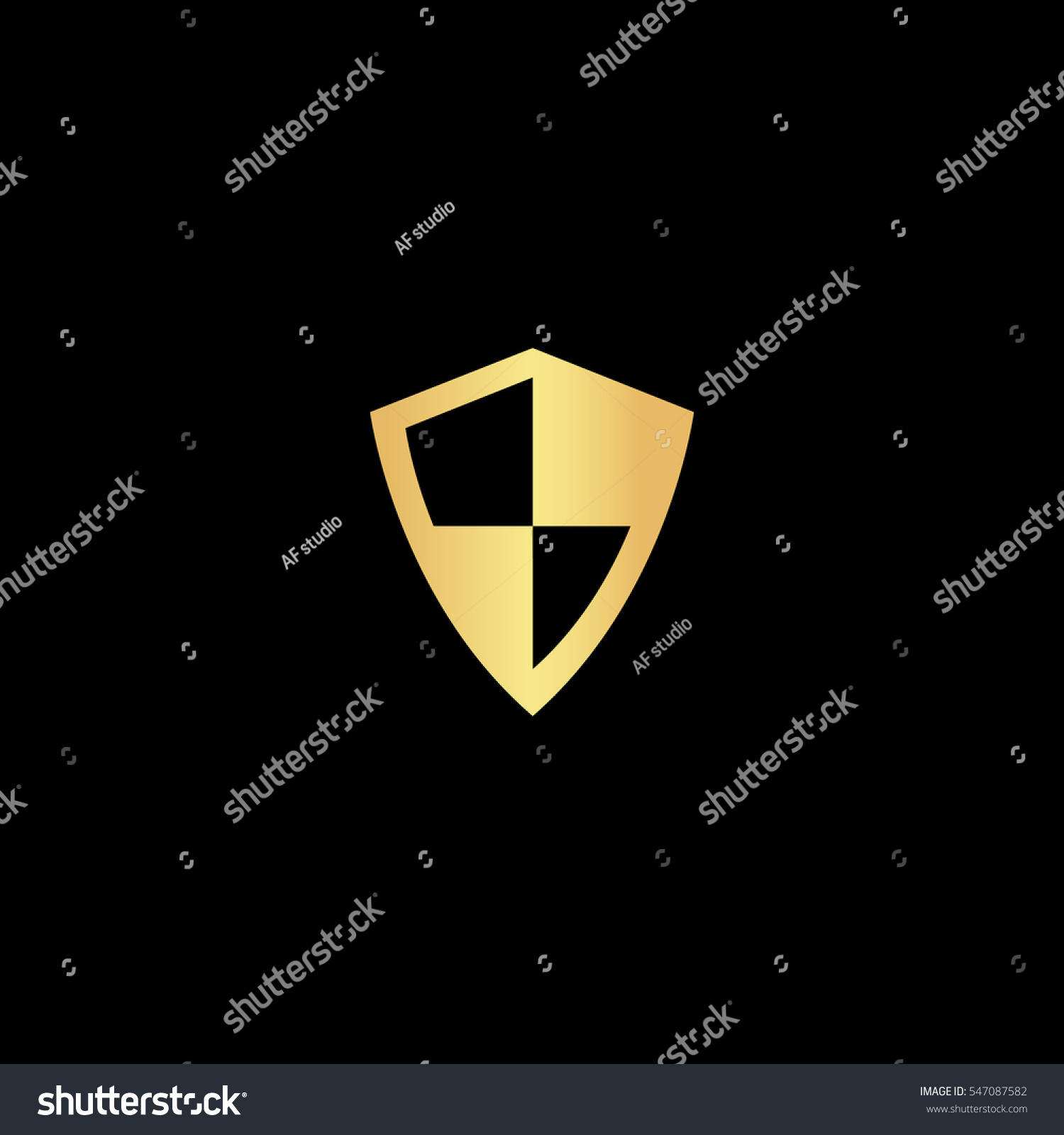 Protection. Gold Symbol Icon On Black Background Stock Vector 547087582 