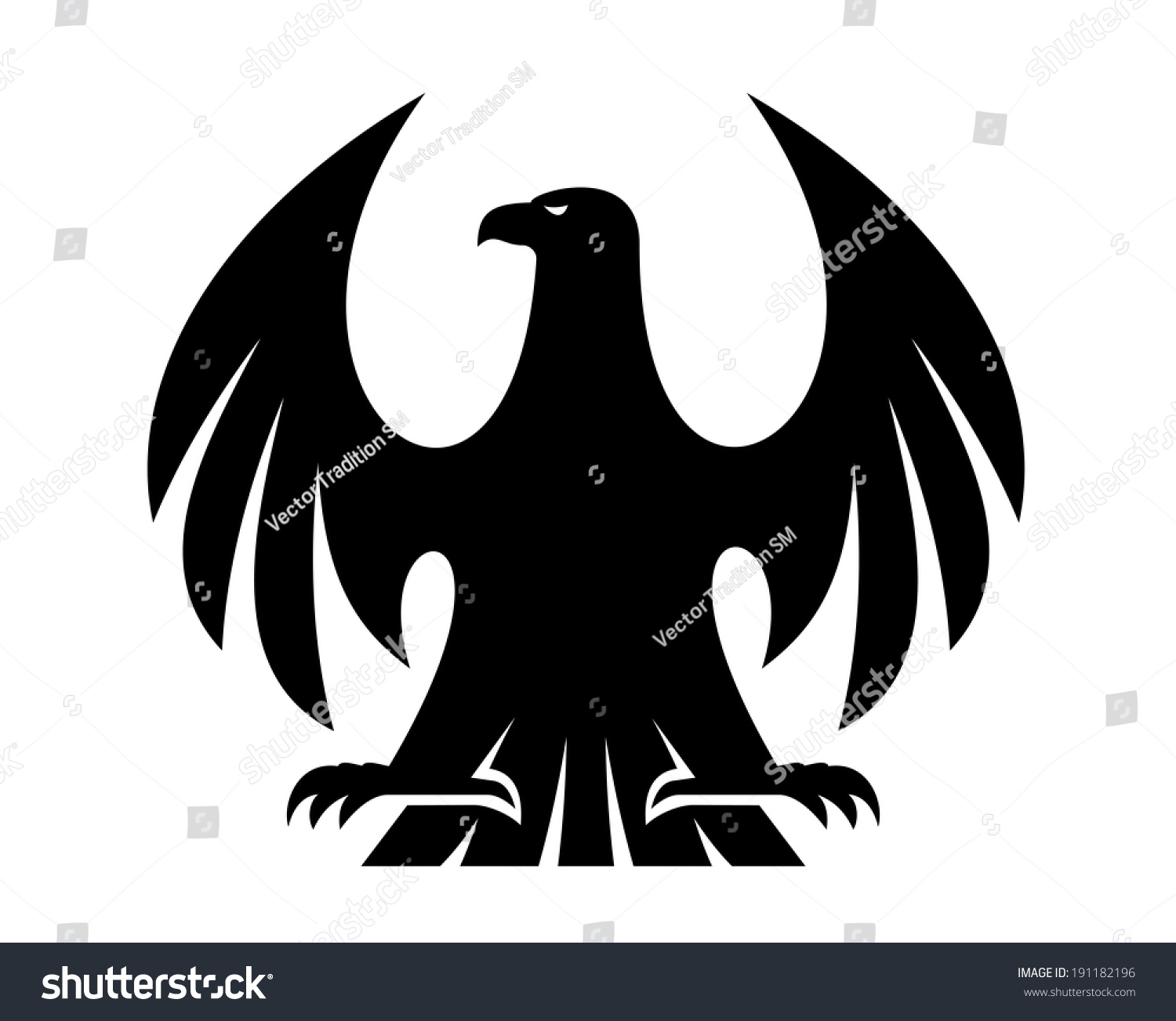 Proud Eagle Black And White Silhouette Logo With Raised Wings And Head