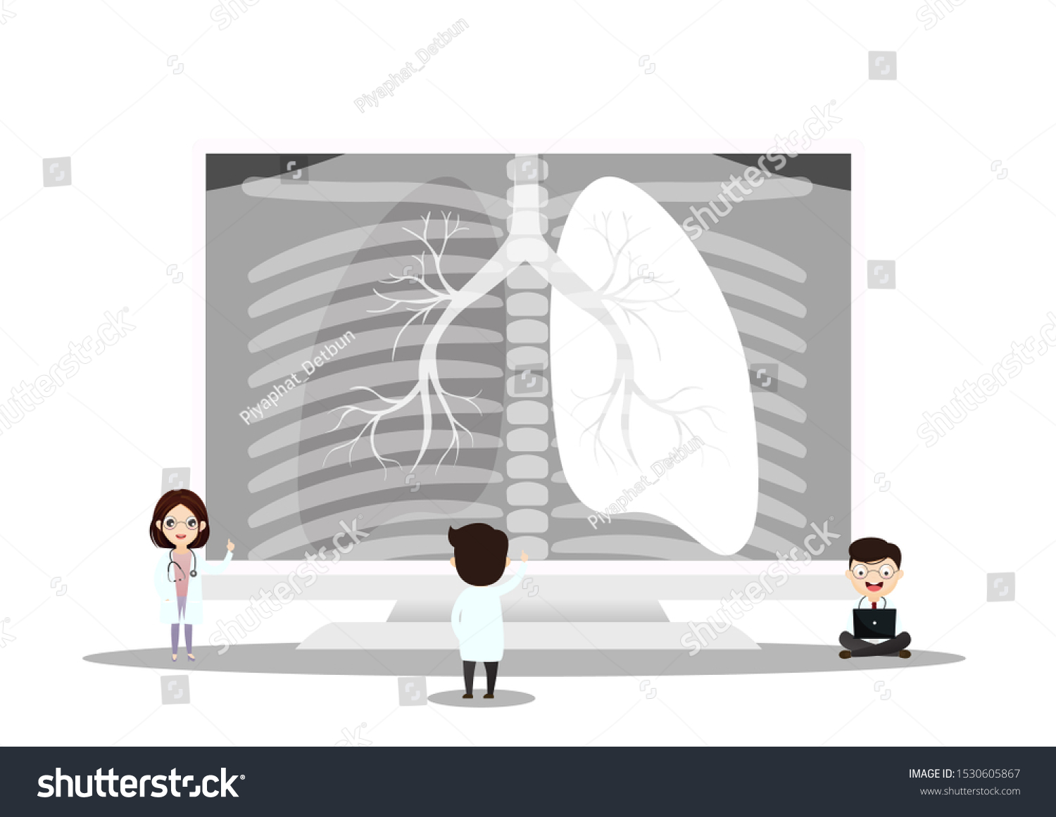 Pulmonology Vector Illustration Flat Tiny Lungs Stock Vector Royalty