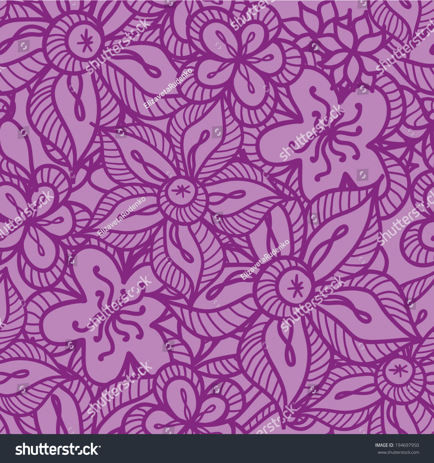 Purple Floral Seamless Pattern Stock Vector Illustration 194697950 