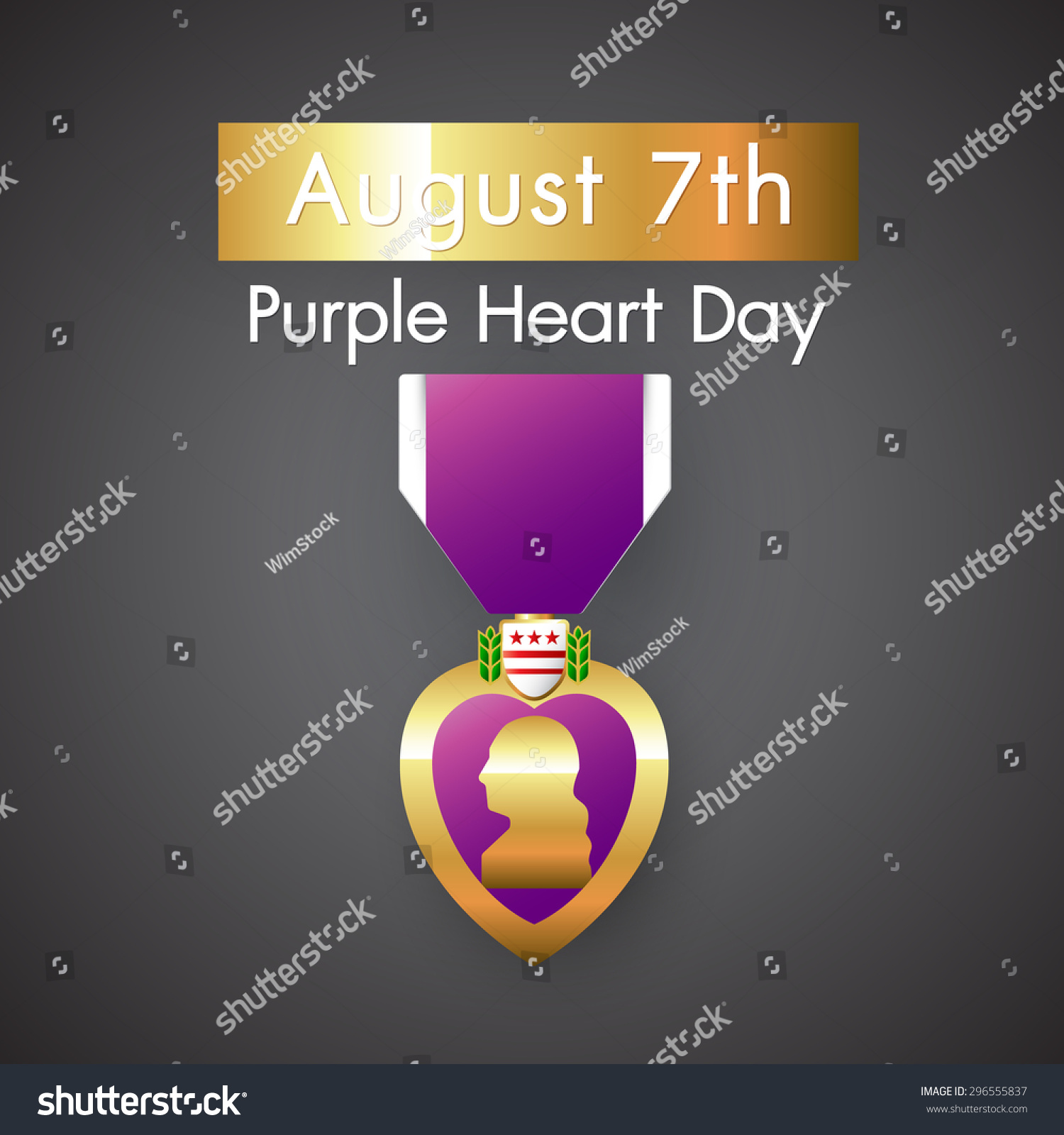 Purple Heart Appreciation Day Background Stock Vector 296555837