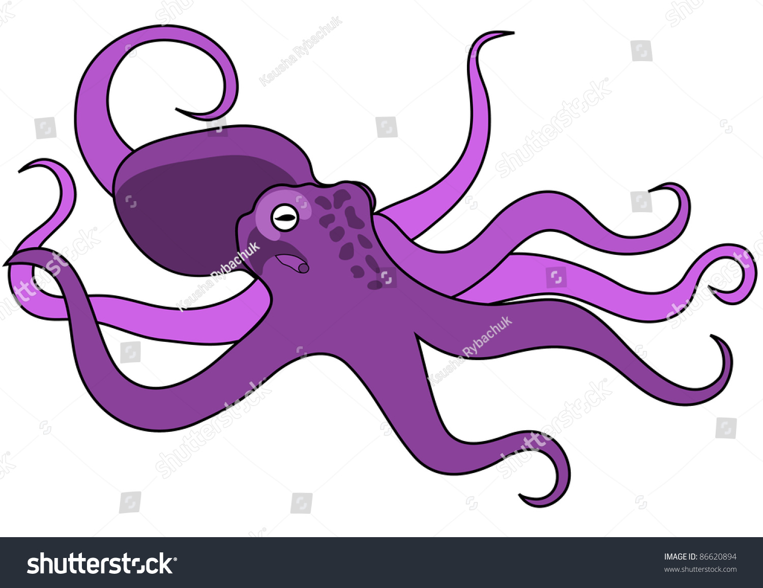 Purple Octopus Cartoon Stock Vector 86620894 - Shutterstock