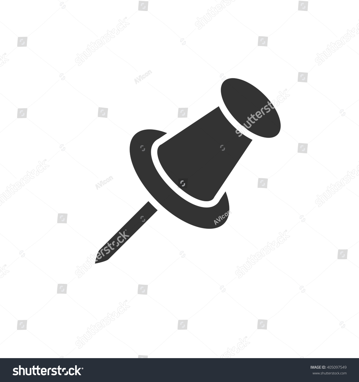 Push pin icon vector solid illustration pictogram isolated on white Push pin icon vector solid illustration pictogram isolated on white