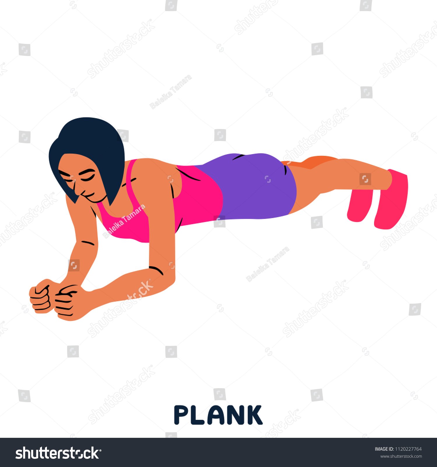 Push Ups Sport Exersice Silhouettes Woman Stock Vector Royalty Free