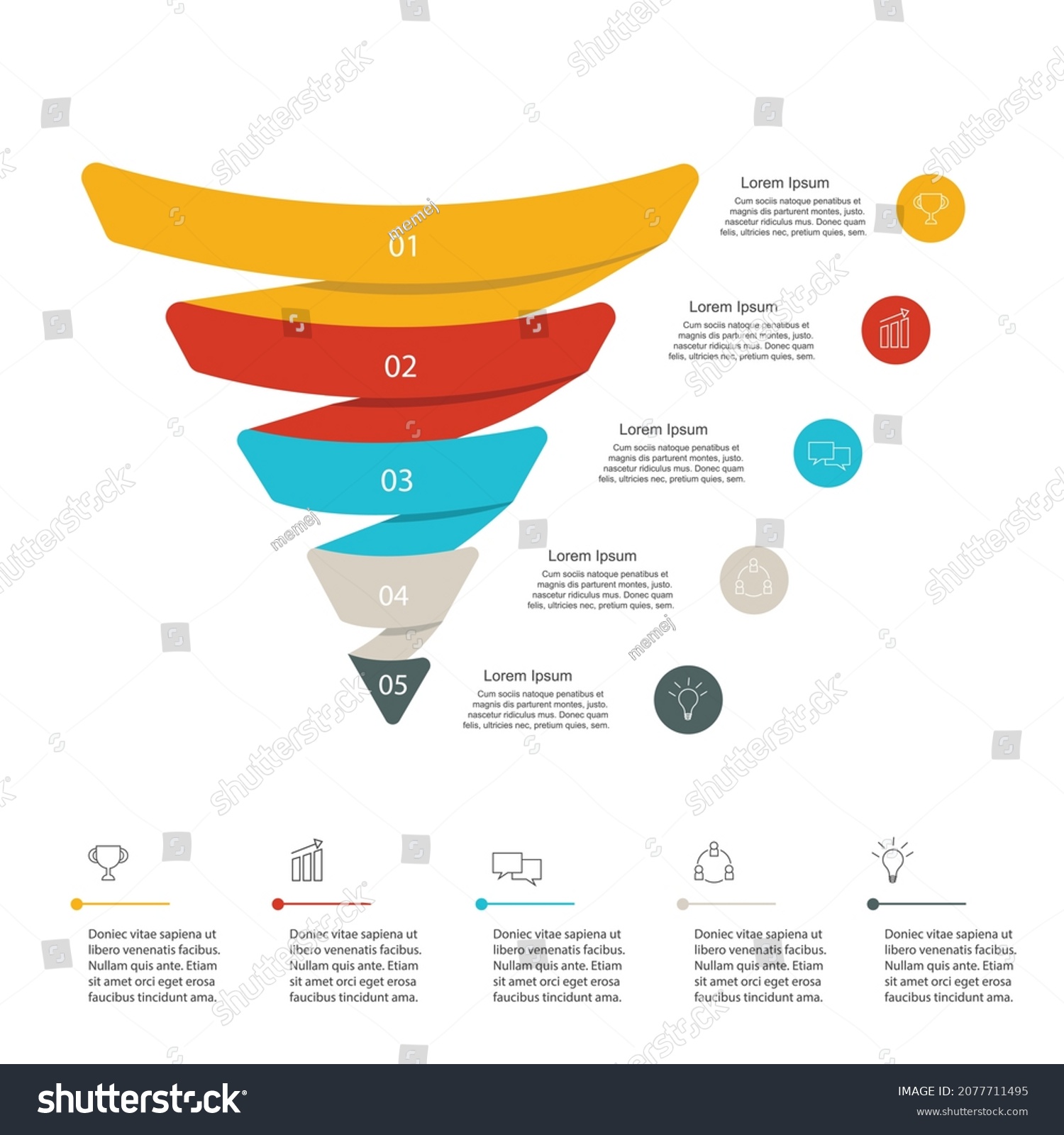 Pyramid Infographics Funnel Pyramid Charts Stock Vector Royalty Free