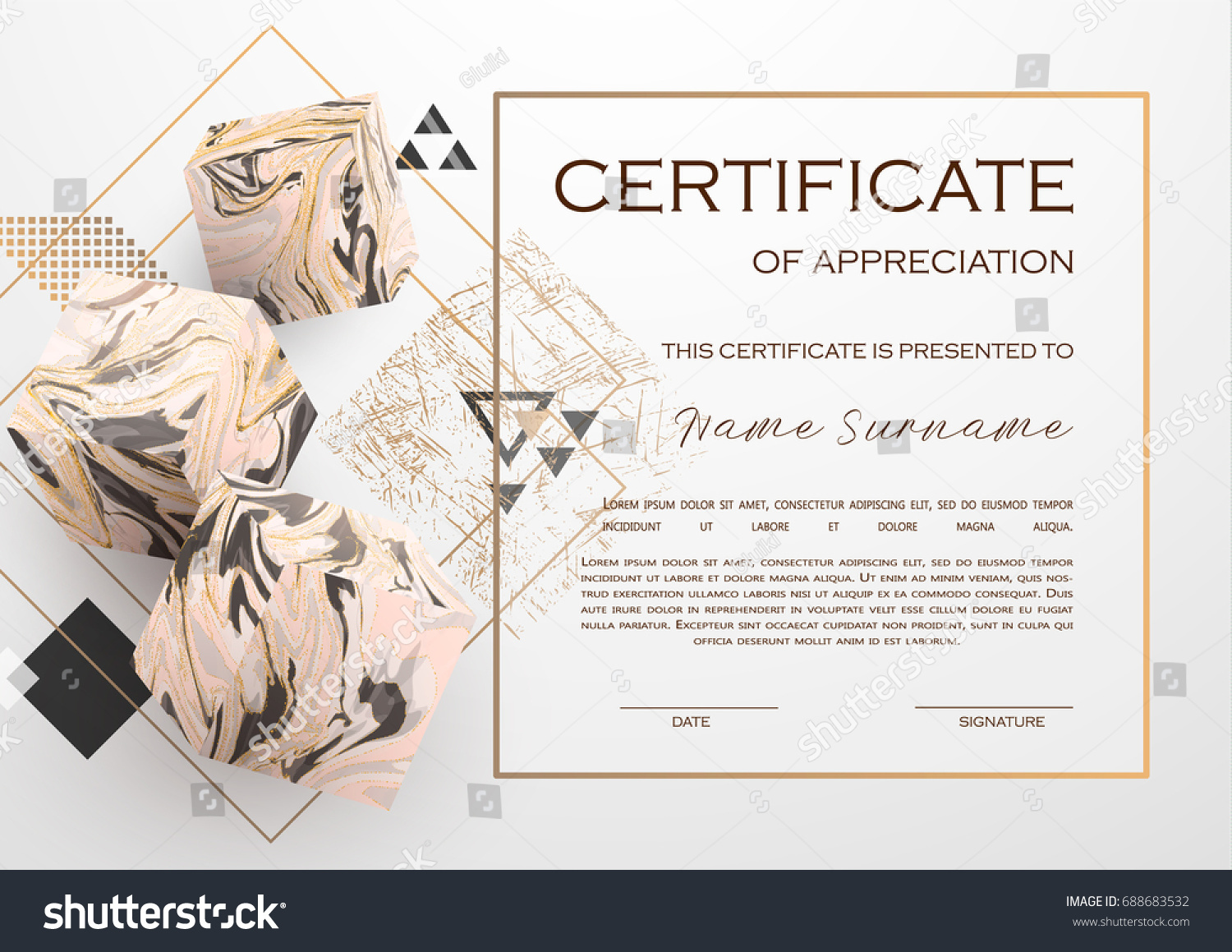 Qualification Certificate Appreciation Design Elegant Luxury เวกเตอร