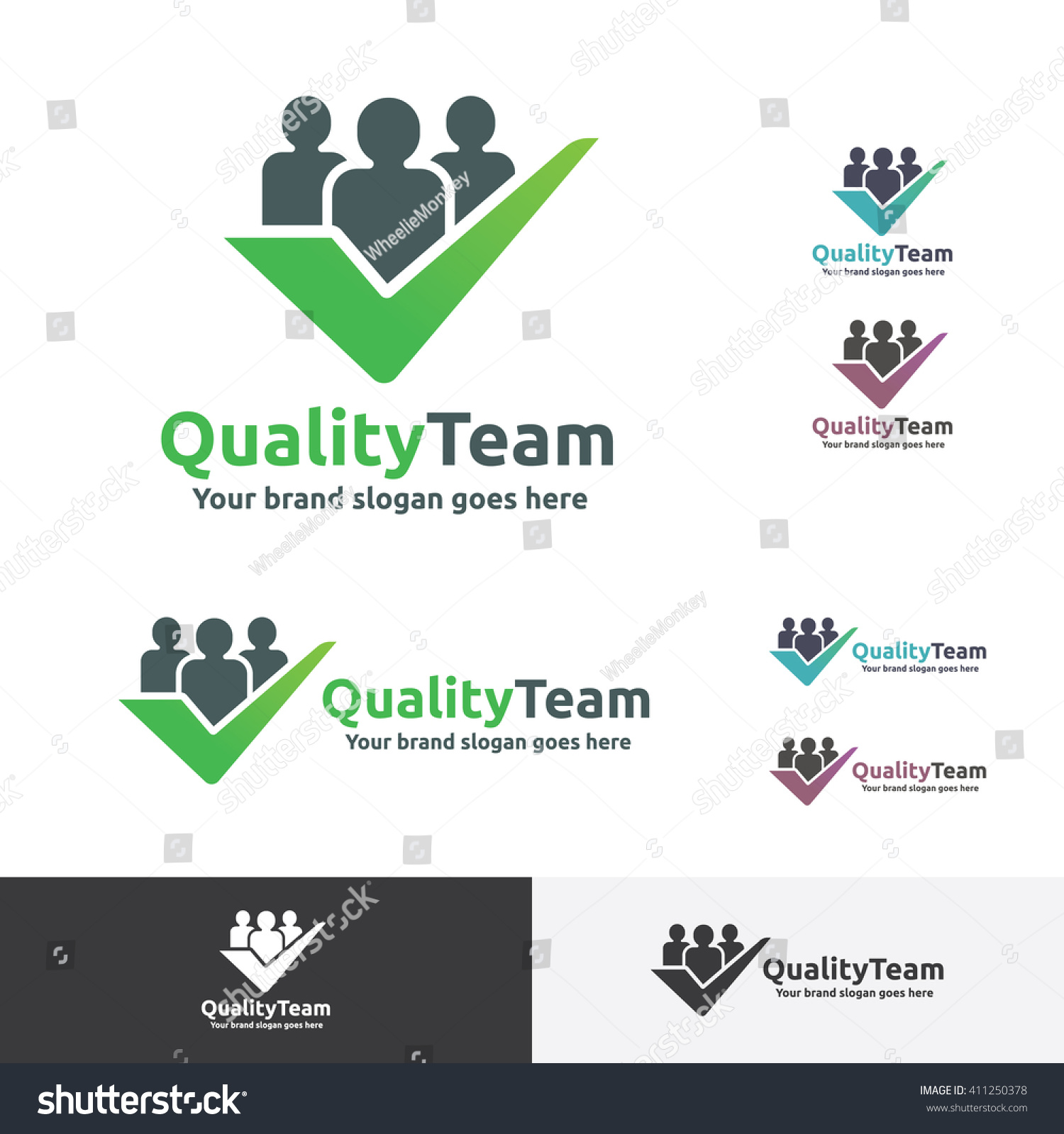 Quality Team Logo With Check Symbol Stock Vector 411250378 Shutterstock