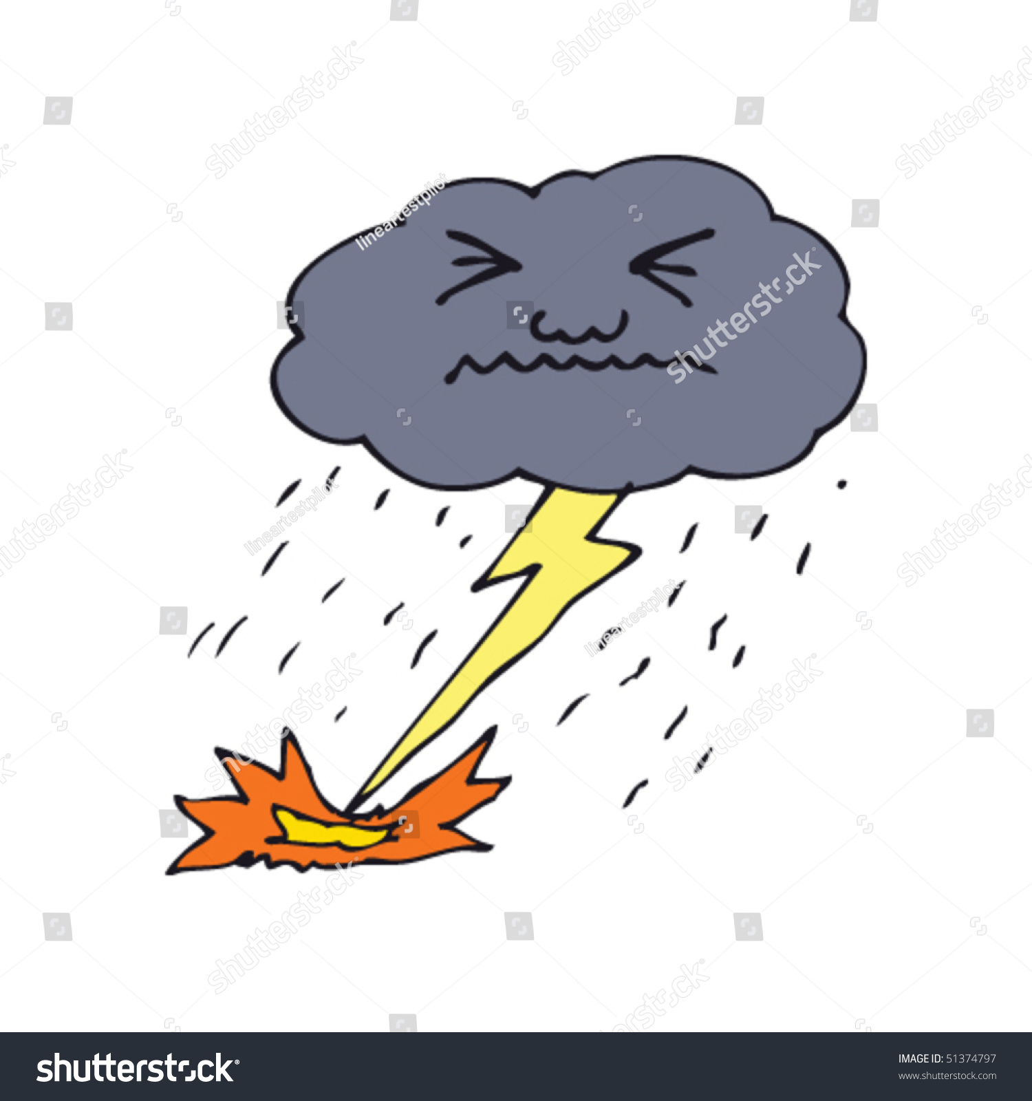 Quirky Drawing Of A Thunder Cloud Stock Vector Illustration 51374797