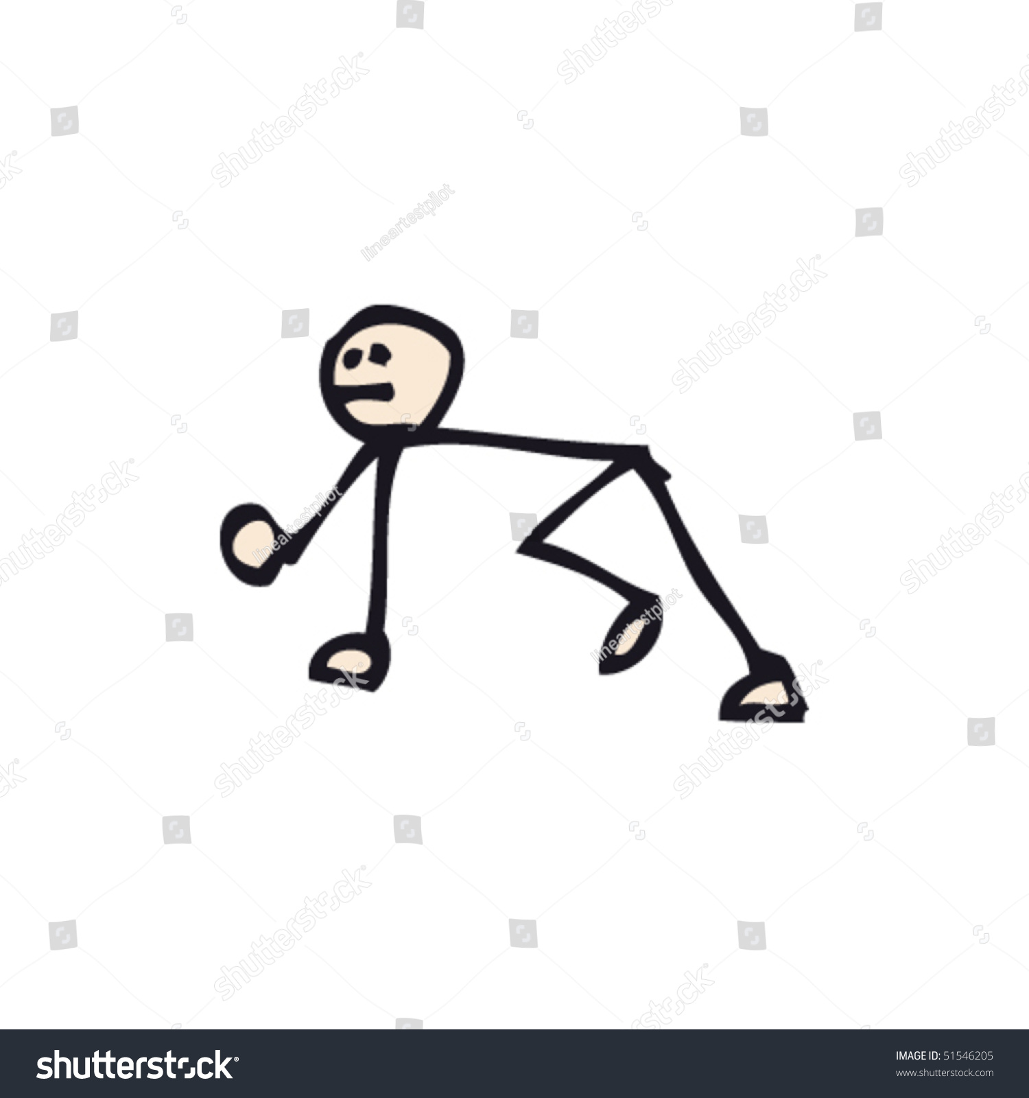 Quirky Drawing Of Crawling Stick Man Stock Vector 51546205 : Shutterstock