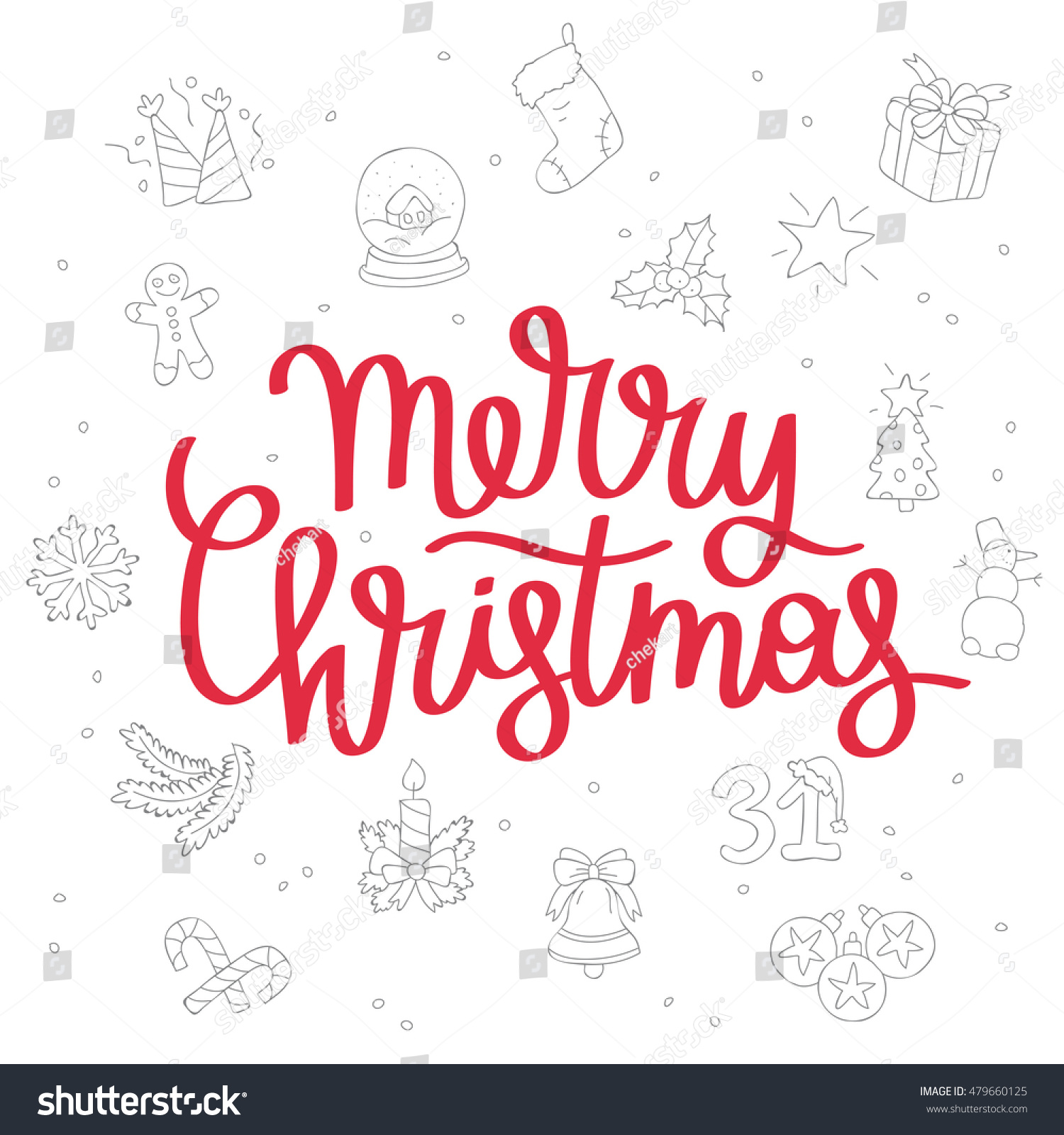 Quote Merry Christmas. The Trend Calligraphy. Vector Illustration On