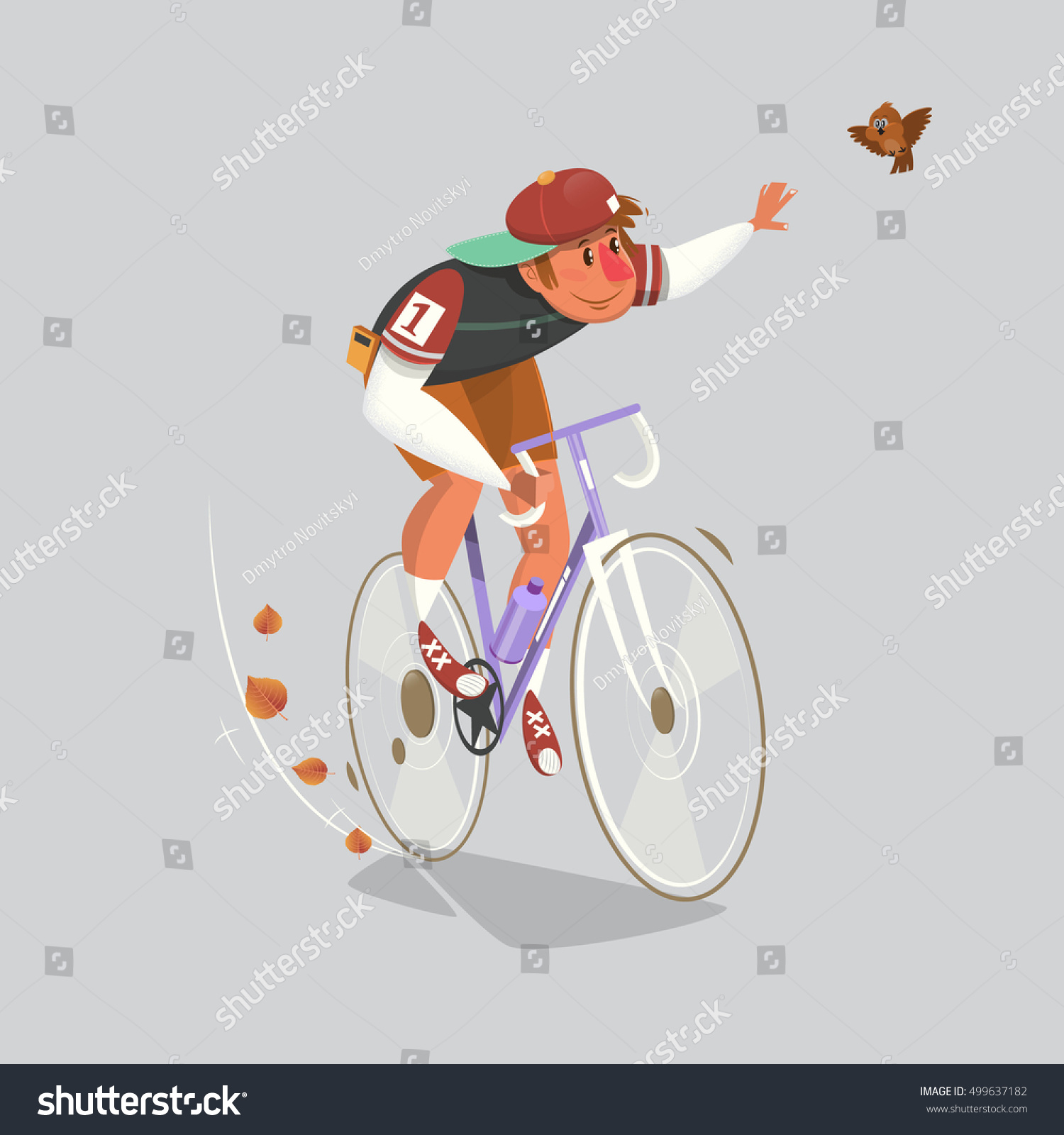 Racing Cyclist Action Editable Vector Illustrations Stock Vector