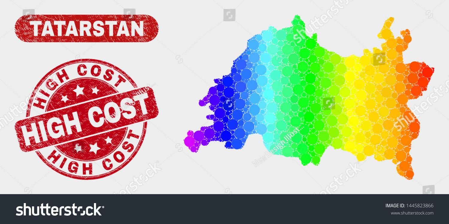 Rainbow Colored Dot Tatarstan Map Seal Stock Vector Royalty Free