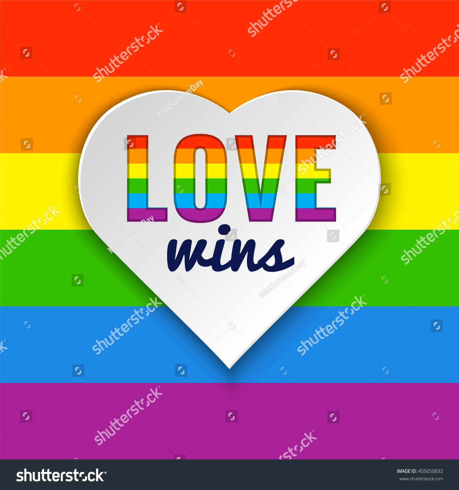 Rainbow Flag Heart Background Love Wins Stock Vector 405650692