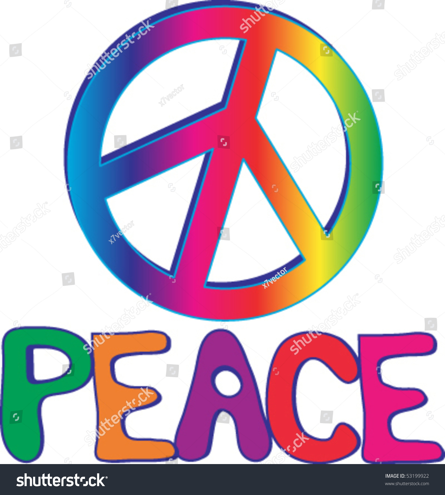 Rainbow Peace Sign Hand Drawn Text Stock Vector 53199922 Shutterstock 