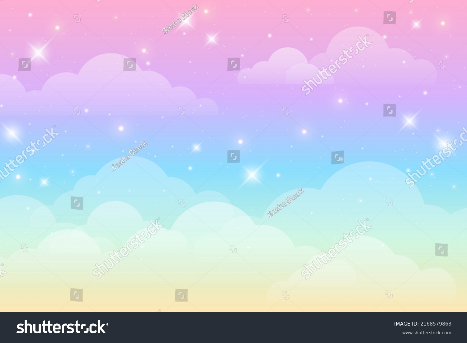 Rainbow Unicorn Background Clouds Stars Pastel Stock Vector Royalty