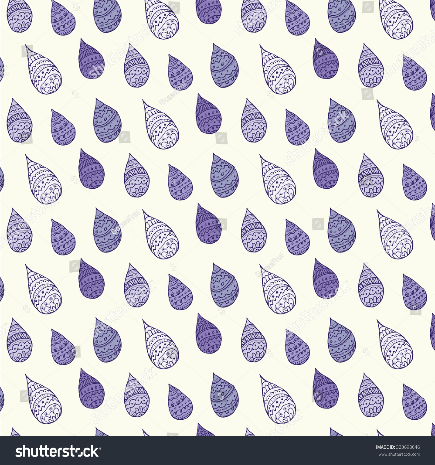 Raindrops Doodle Vector Pattern Stock Vector Royalty Free