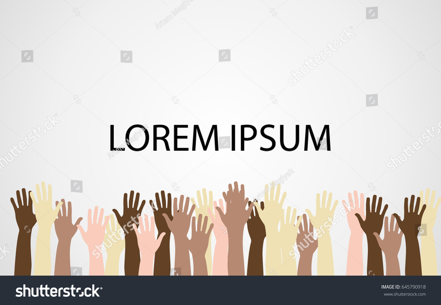 Raised Hands Together Different Skin Tone Stock Vector Royalty Free