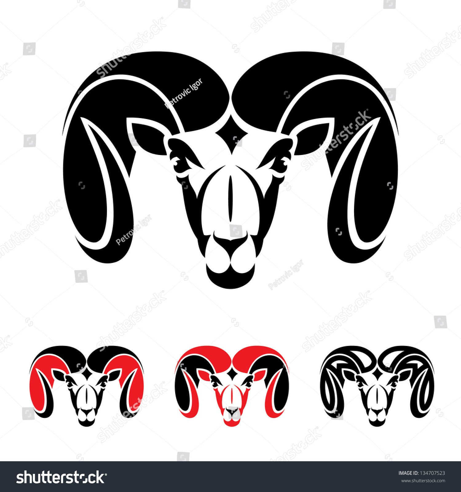 Ram Animal Vector Illustration Stock Vector 134707523 - Shutterstock