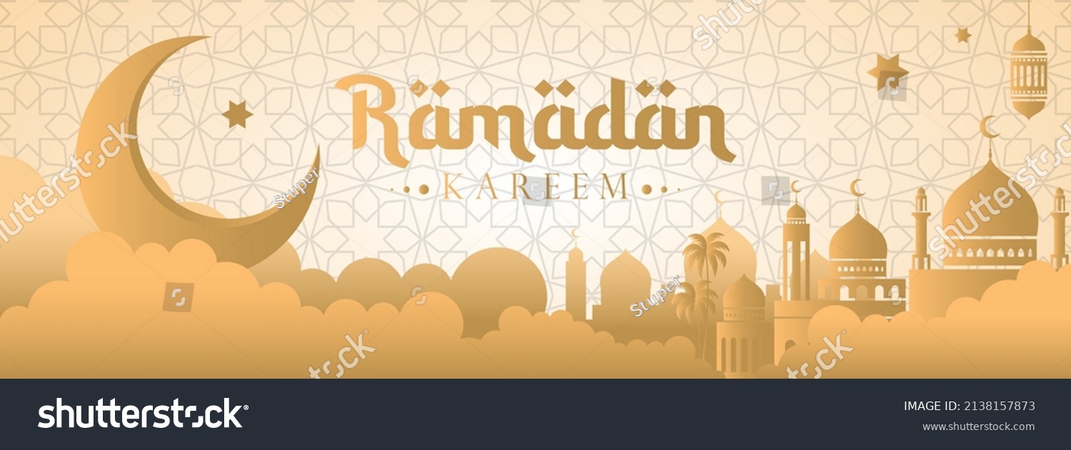 Ramadan Banner Feed Template Mosque Vector Stock Vector Royalty Free