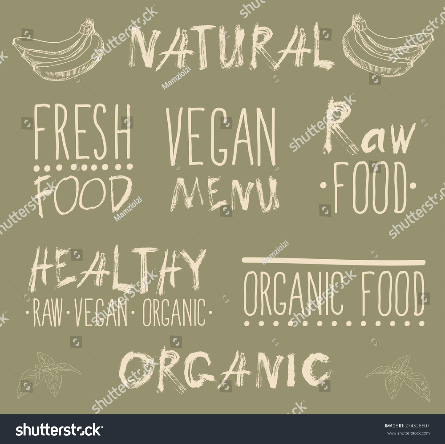 Raw Vegan Badges Vector Hand Drawn Stock Vector Royalty Free