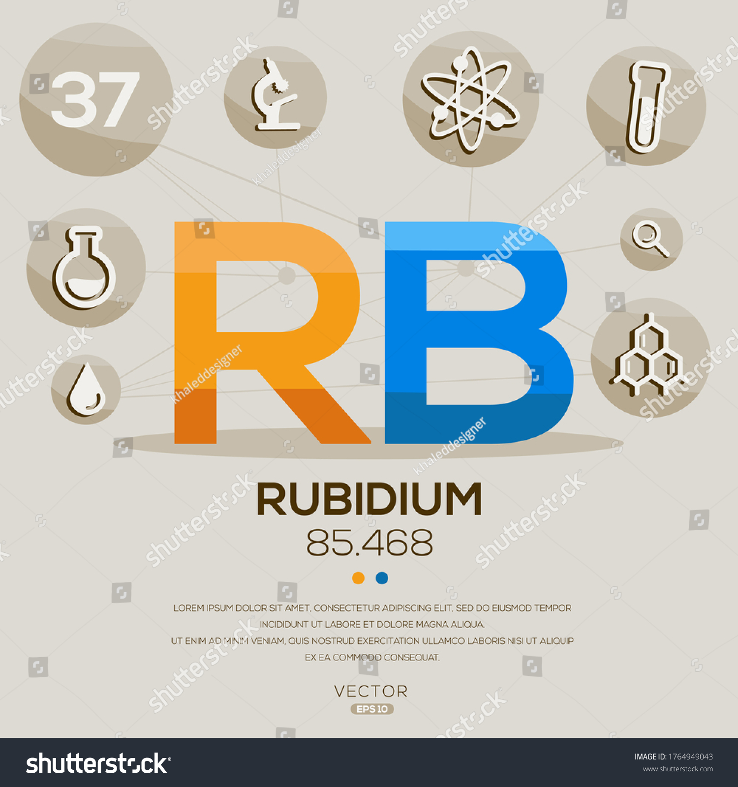 Rb Rubidium L Ment De Tableau P Riodique Lettres Image Vectorielle