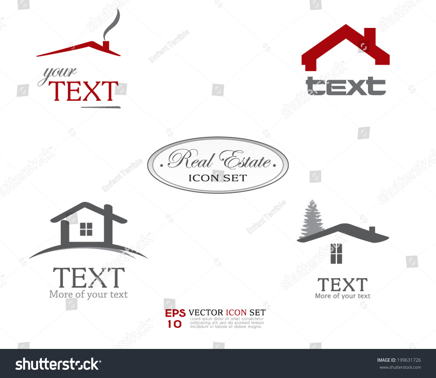 Real Estate Vector Icon Set Business Sign Template For Real Estate Brokerage Building Real Estate Text Message Templates