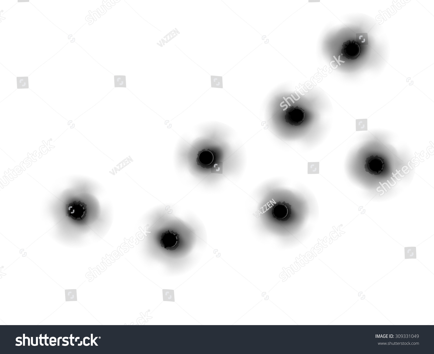 Realistic Bullet Holes Firearm Metal Platetexture Stock Vector Royalty