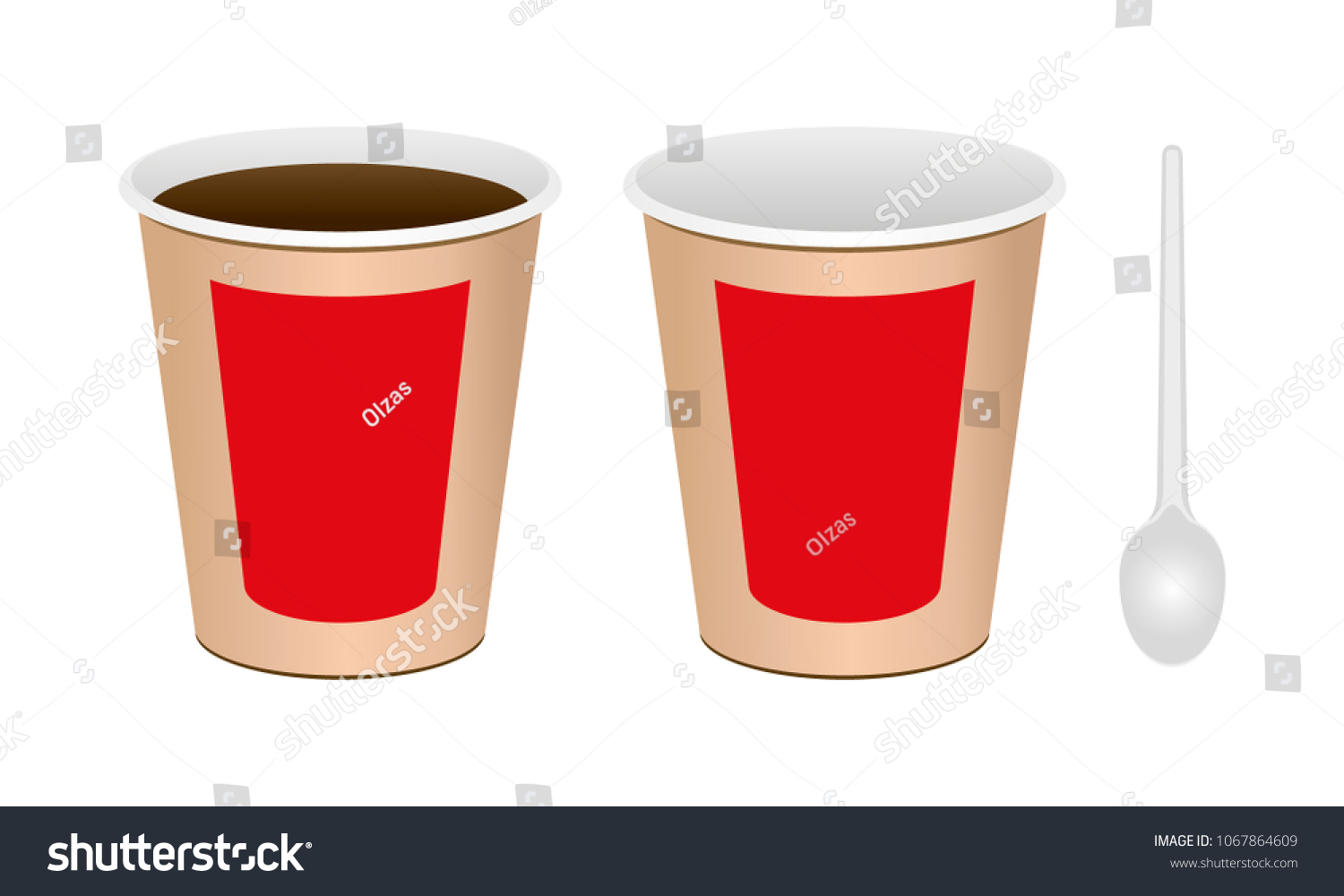 Realistic Cardboard Paper Cup Coffee Plastic Stock Vector Royalty Free