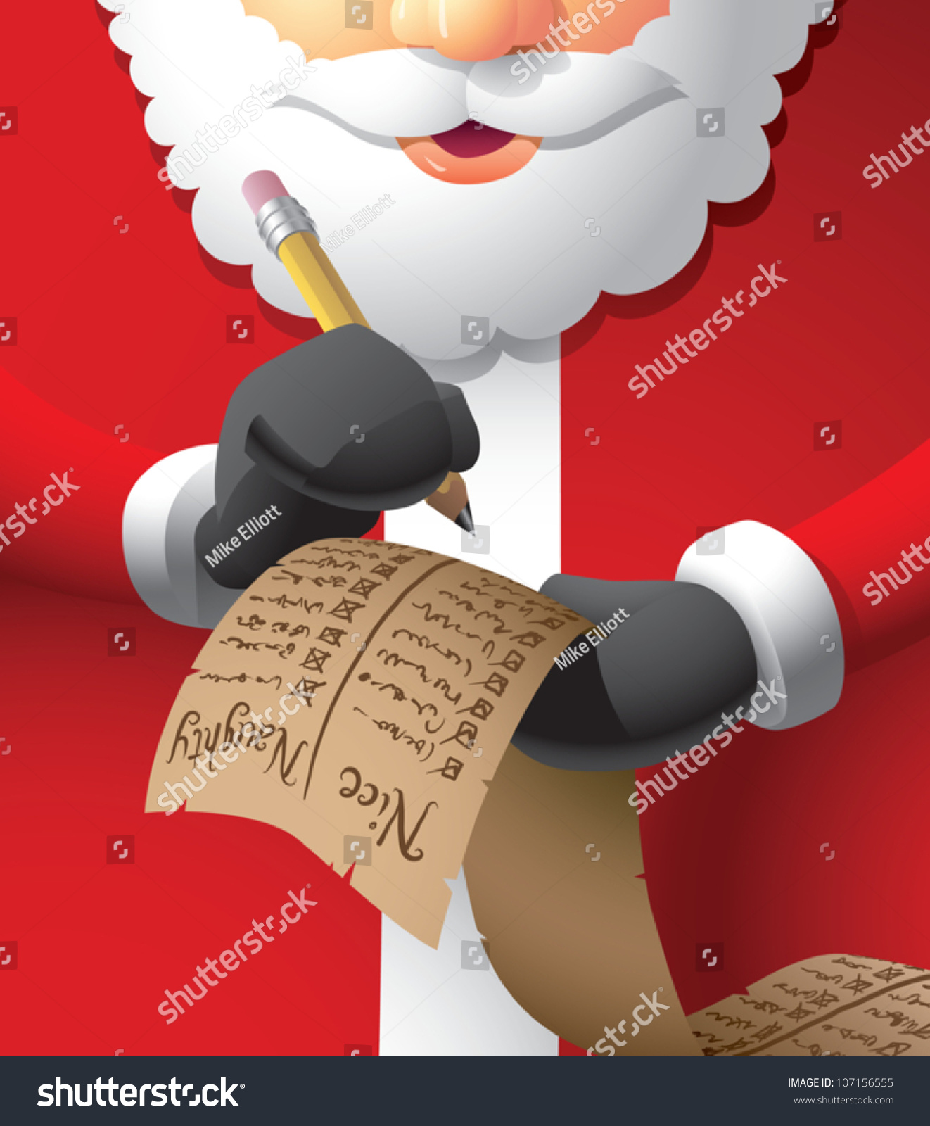 Realistic Cartoon Illustration Santa Claus Double Stock Vector