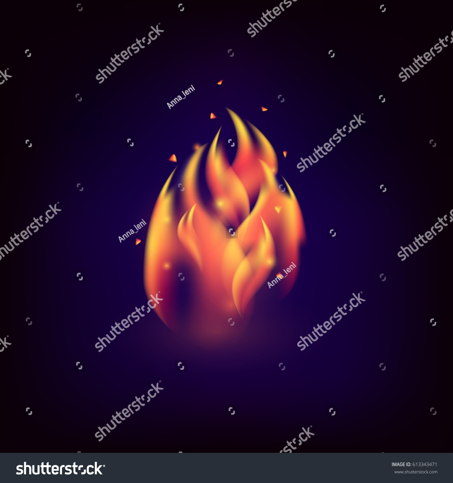 Realistic Fire Flame Vector Illustration Hot Stock Vektor Royaltyfri