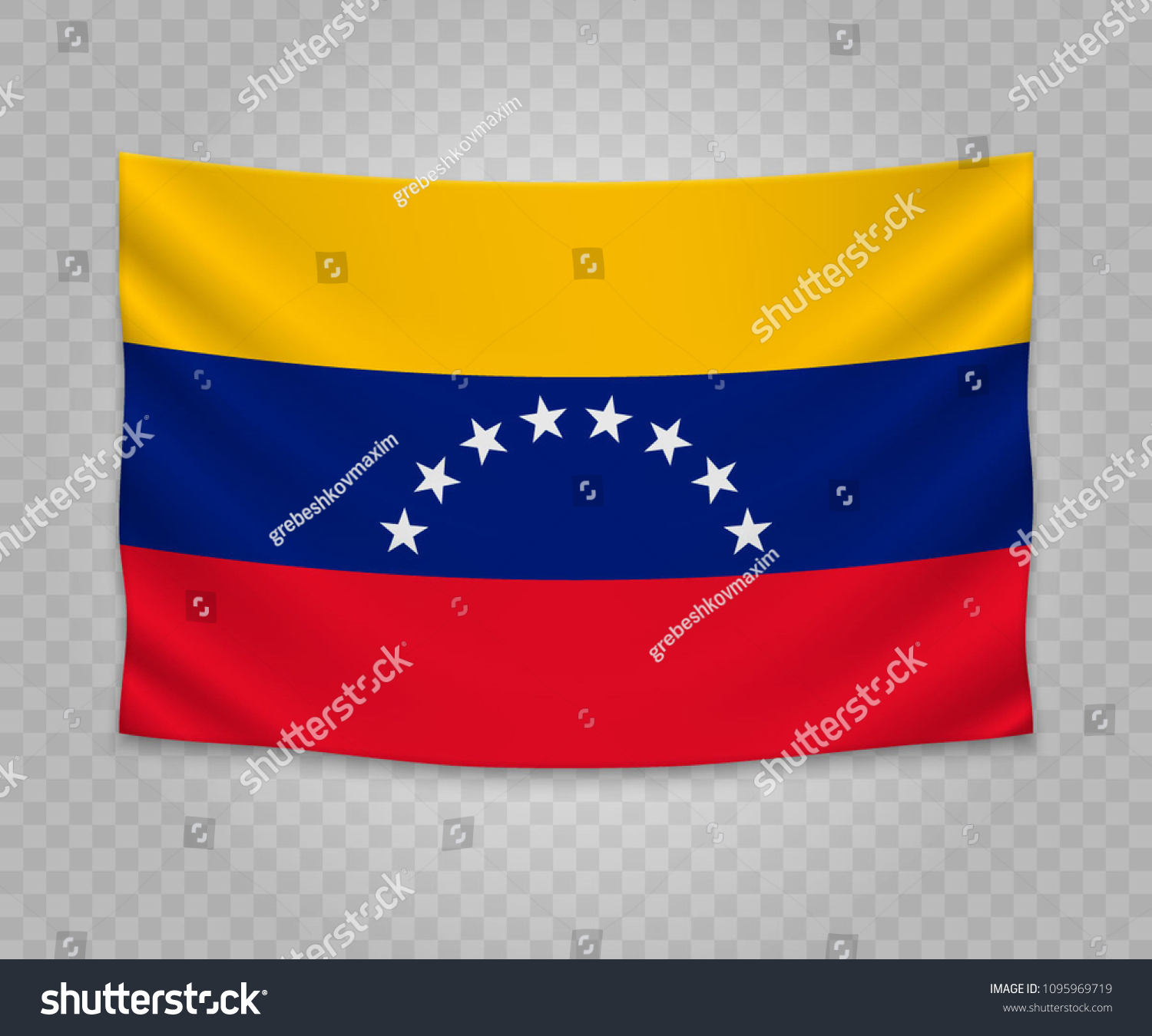 Realistic Hanging Flag Venezuela Empty Fabric Stock Vector Royalty