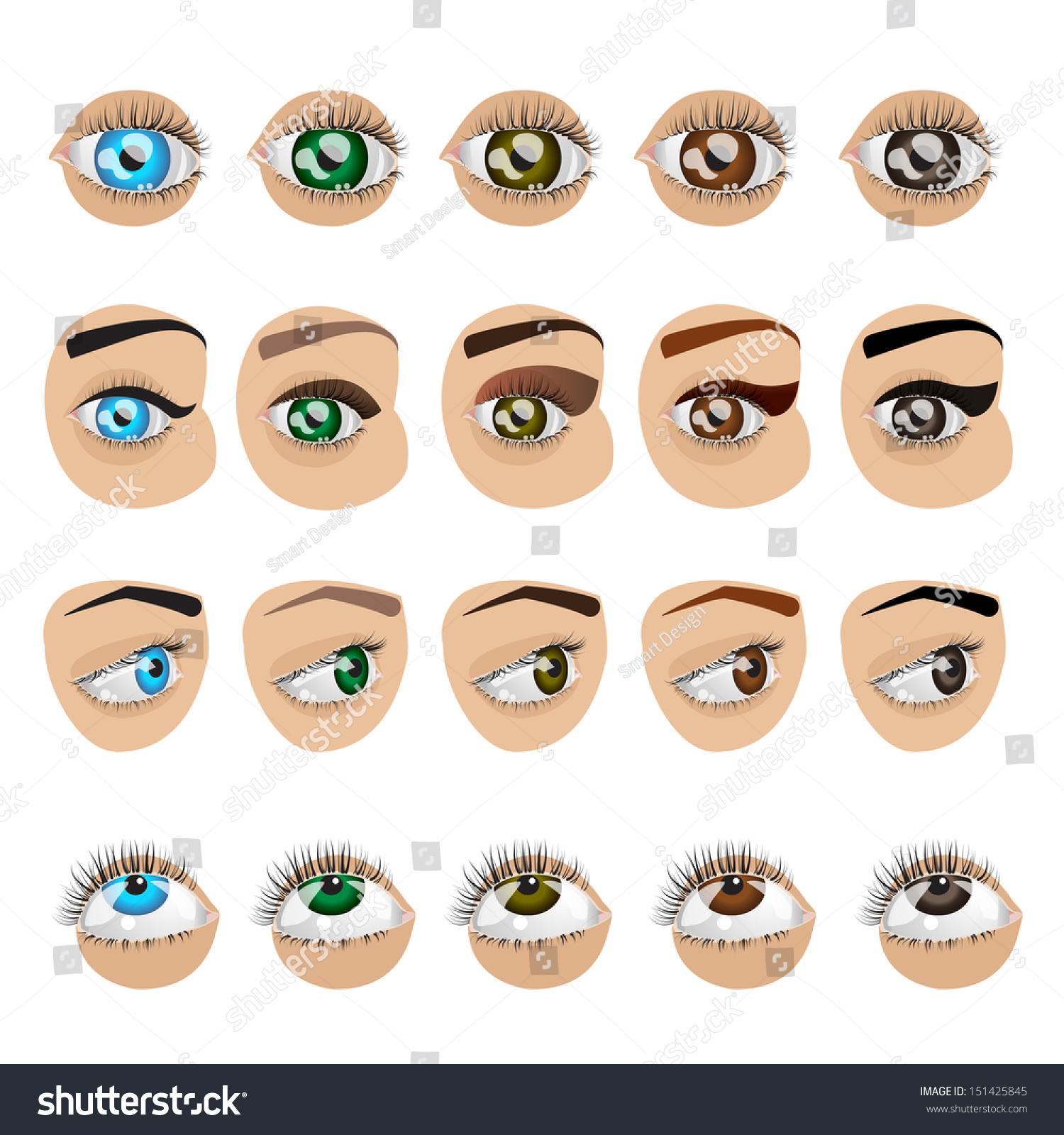 Realistic Human Eye Icons Set Isolated Stock Vector Royalty Free