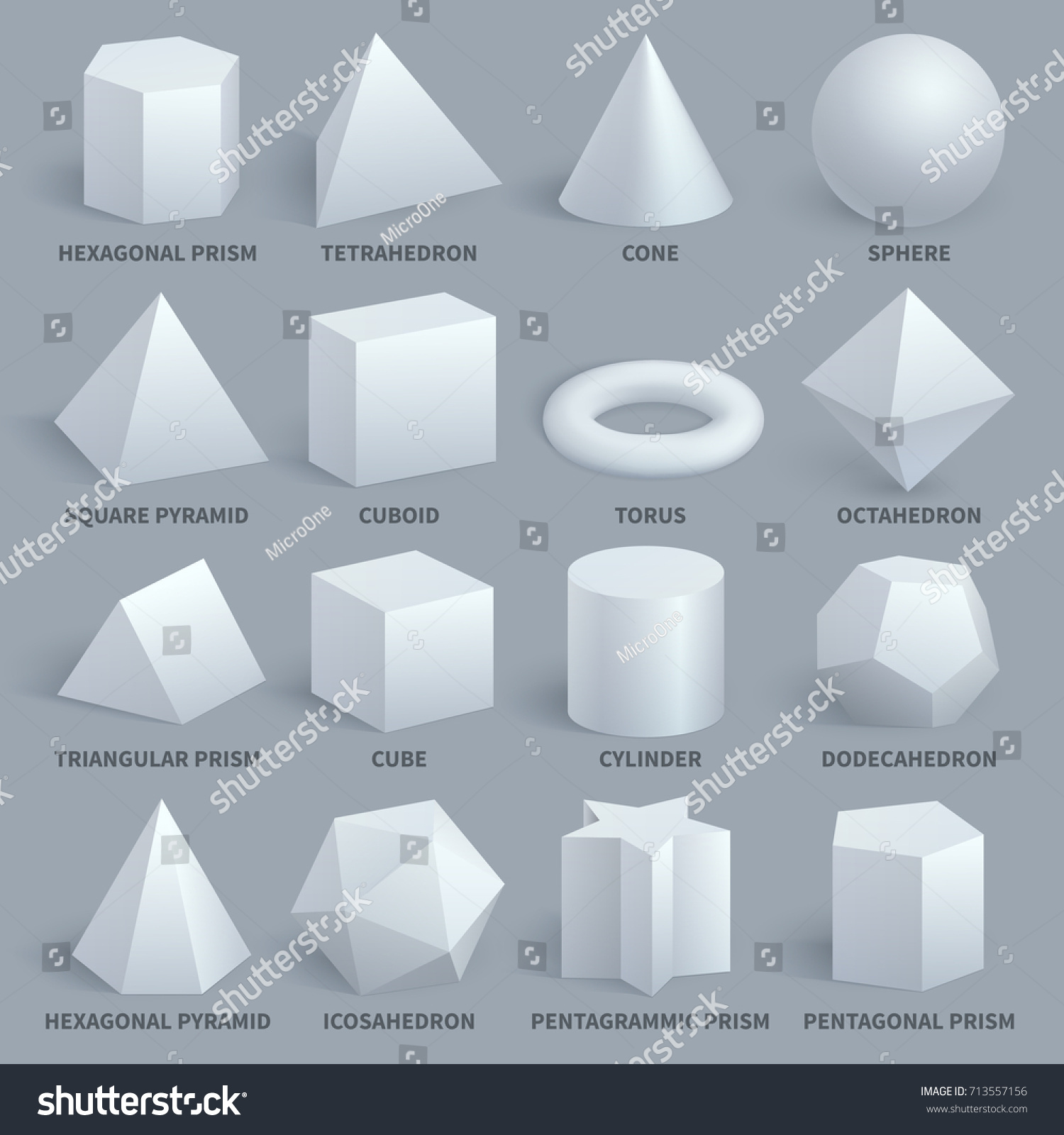 Realistic White Basic D Shapes Vector Stock Vector Royalty Free