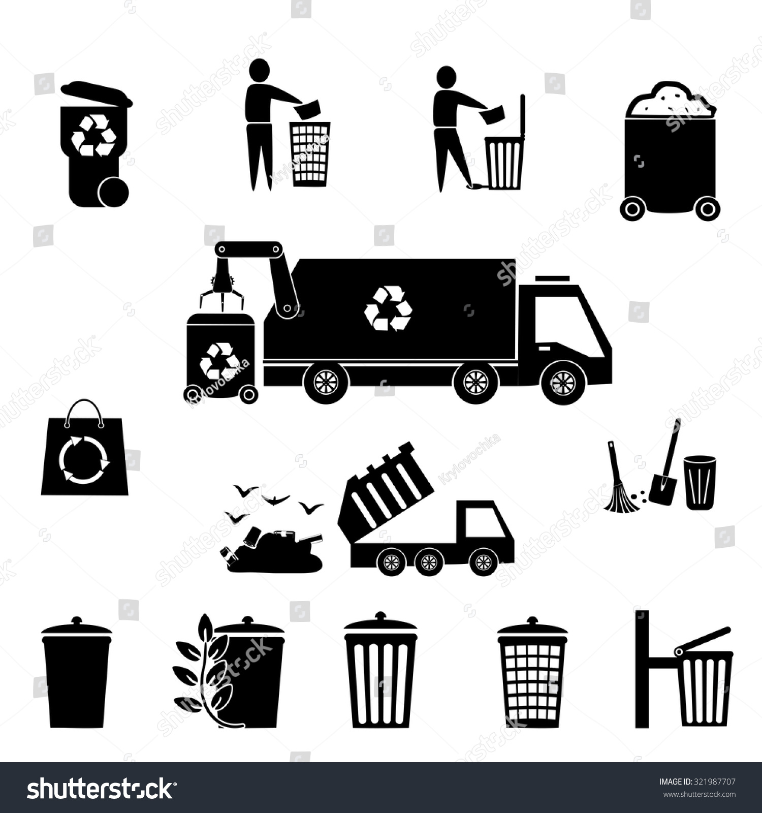 Recycling Waste Reduction Icons Set Materials Stok Vekt R Telifsiz