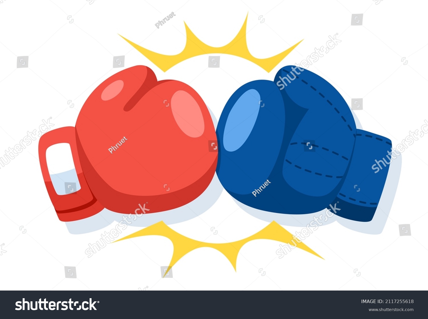 Red Blue Boxing Gloves Fight Icon Stock Vector Royalty Free