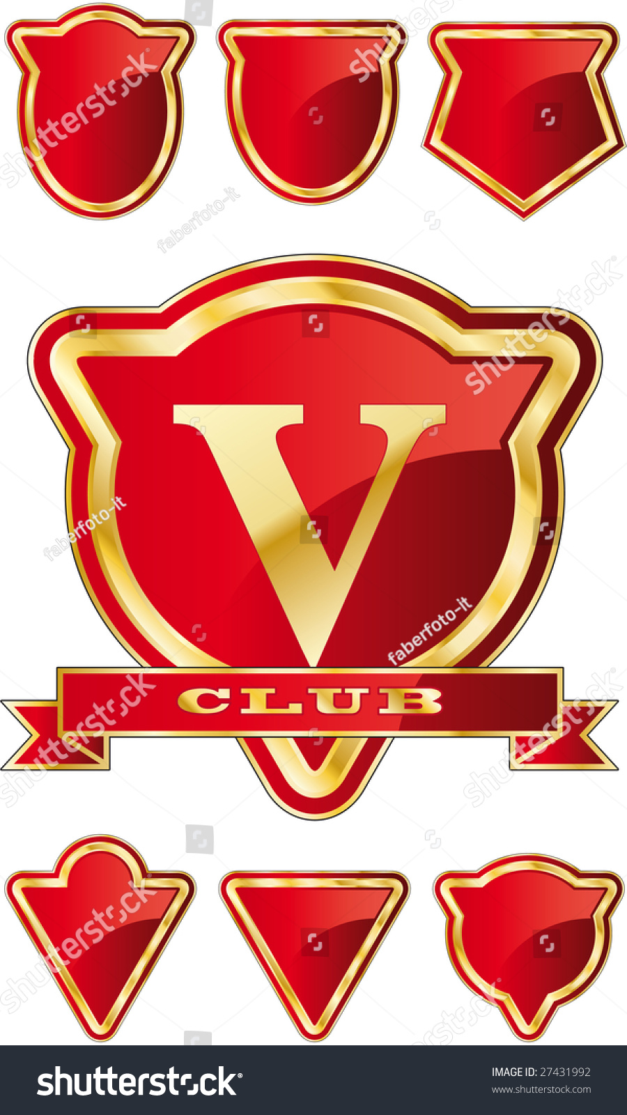 Red And Gold Shield Design Element Collection. In The Vector File: Each