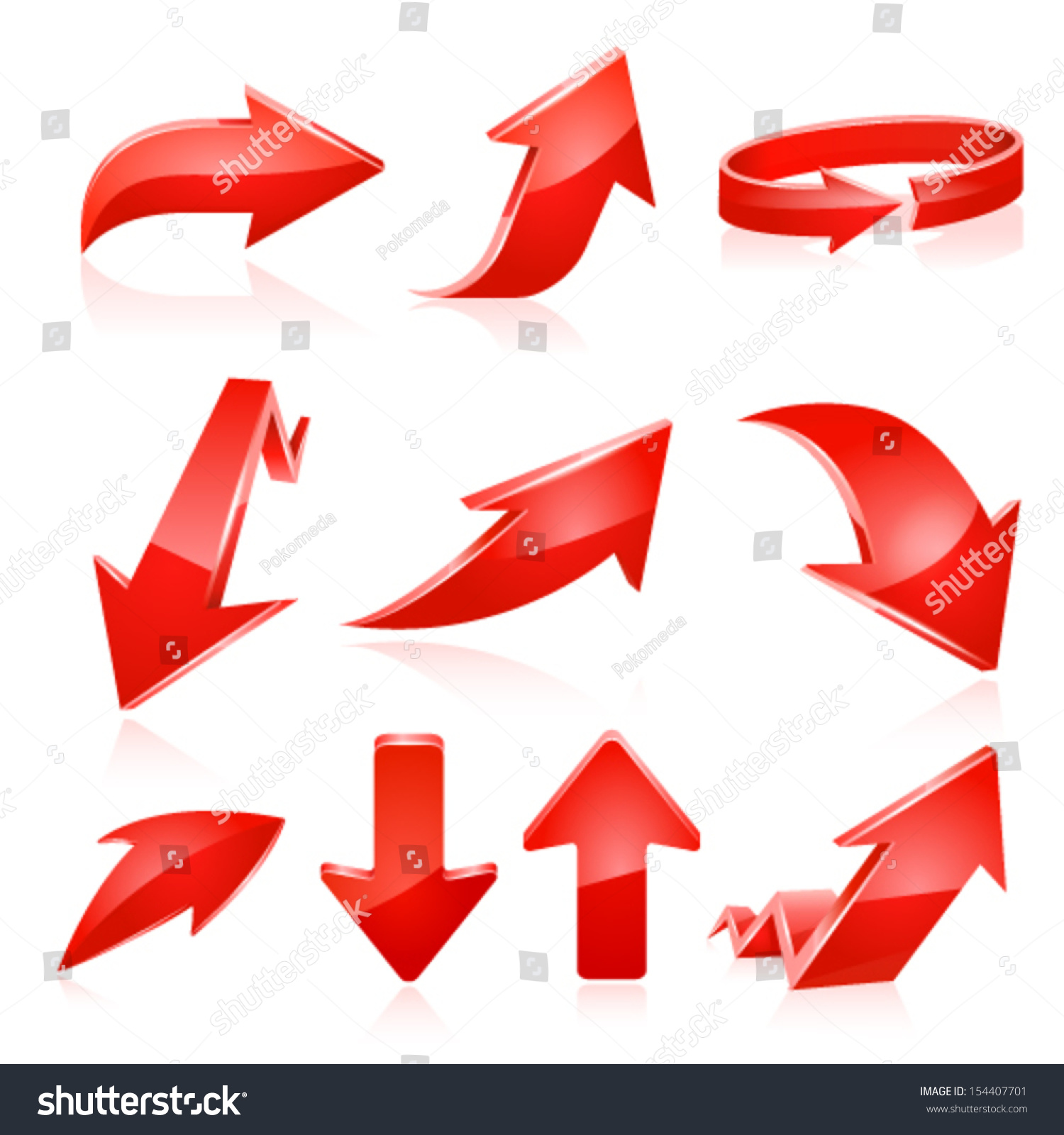 Red Arrow Icon Set Vector Stock Vector 154407701 - Shutterstock