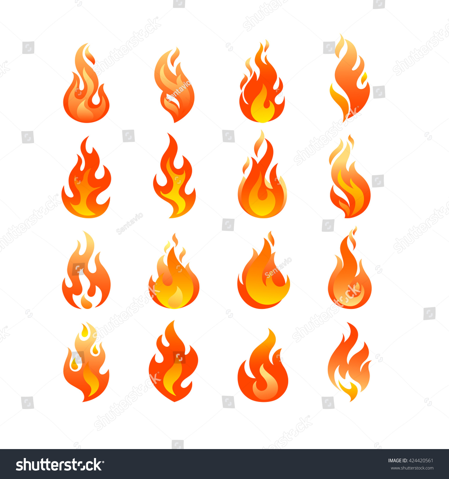 Red Burning Fire Flame Logo Set Design Vector Template. Burn Fireball ...