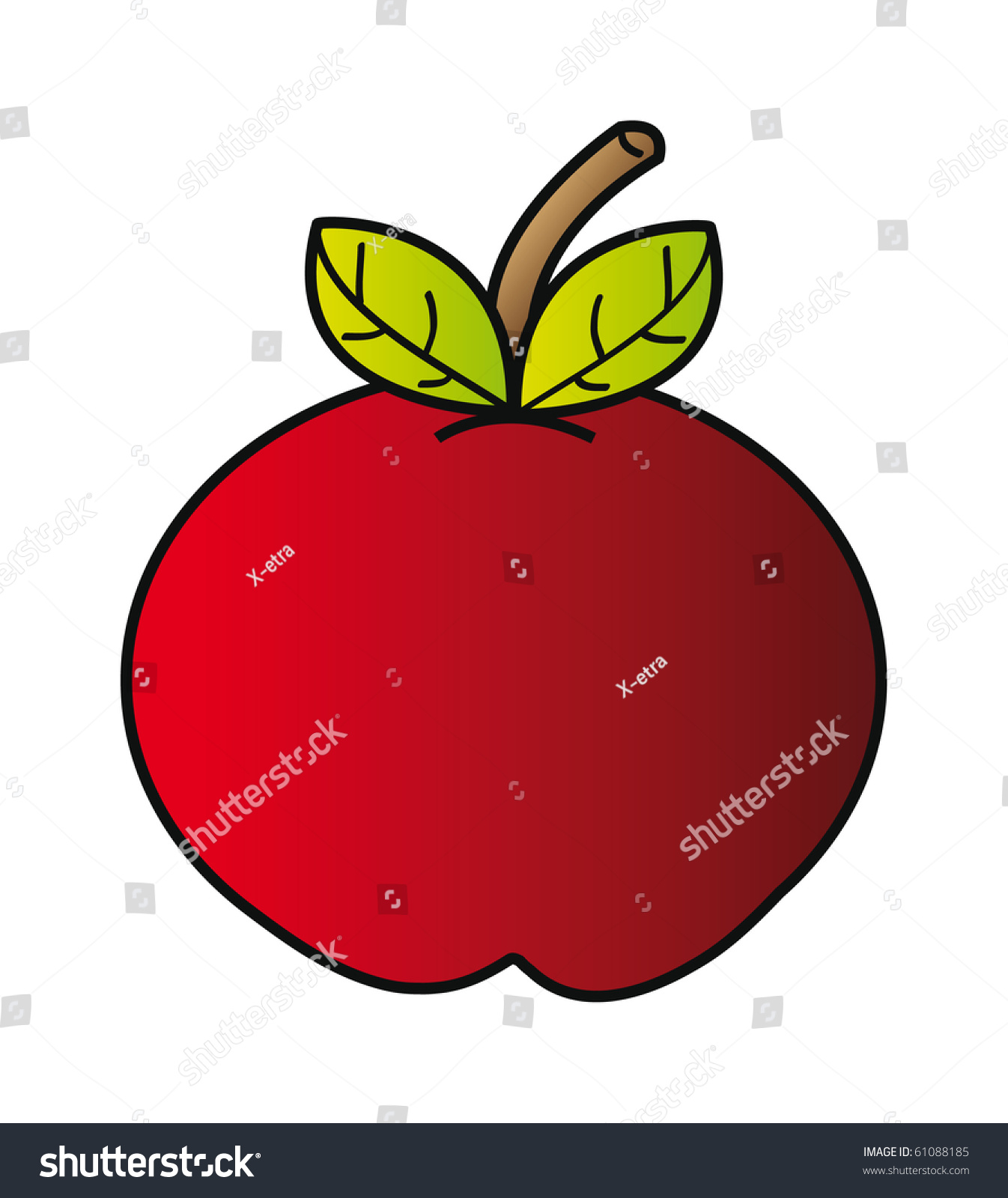 Red Cartoon Apple Isolated On White Background Stock Vector