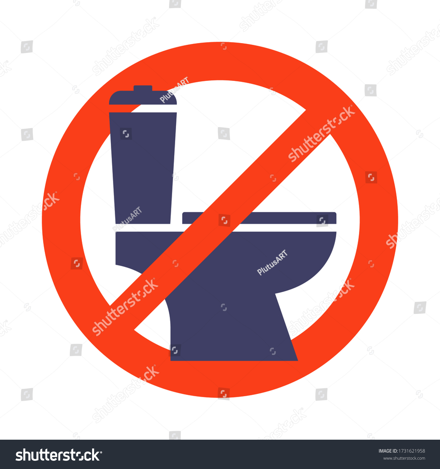 Red Crossed Out Toilet Sign Toilet Stock Vector Royalty Free 1731621958