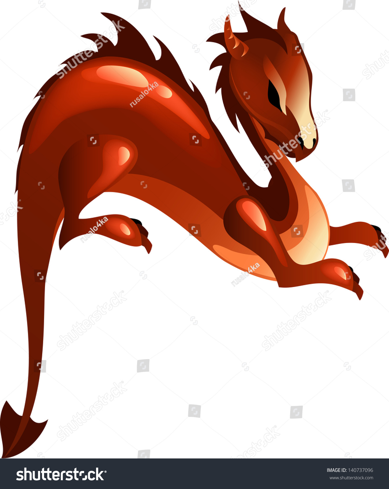 Red Dragon Isolated On White Background Stock Vector Illustration