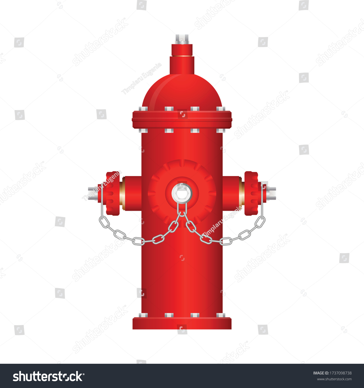 Vektor Stok Red Fire Hydrant Vector Illustration Isolated Tanpa