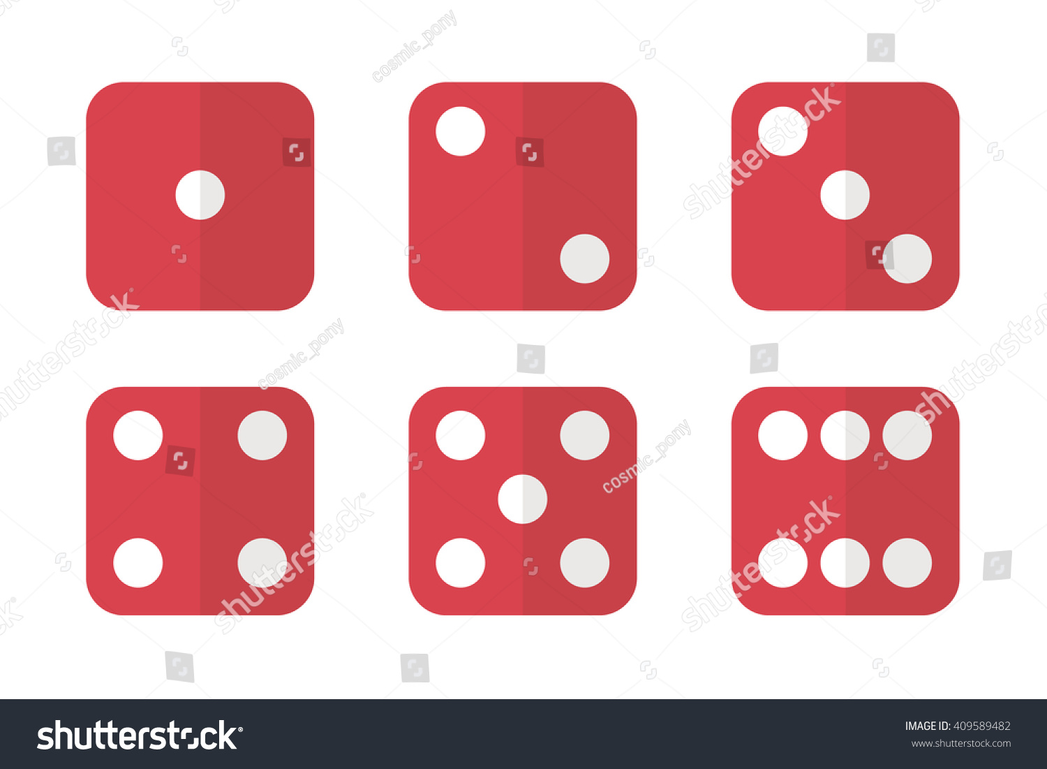 Red Flat Design Dice Icons Six Stock Vector Shutterstock