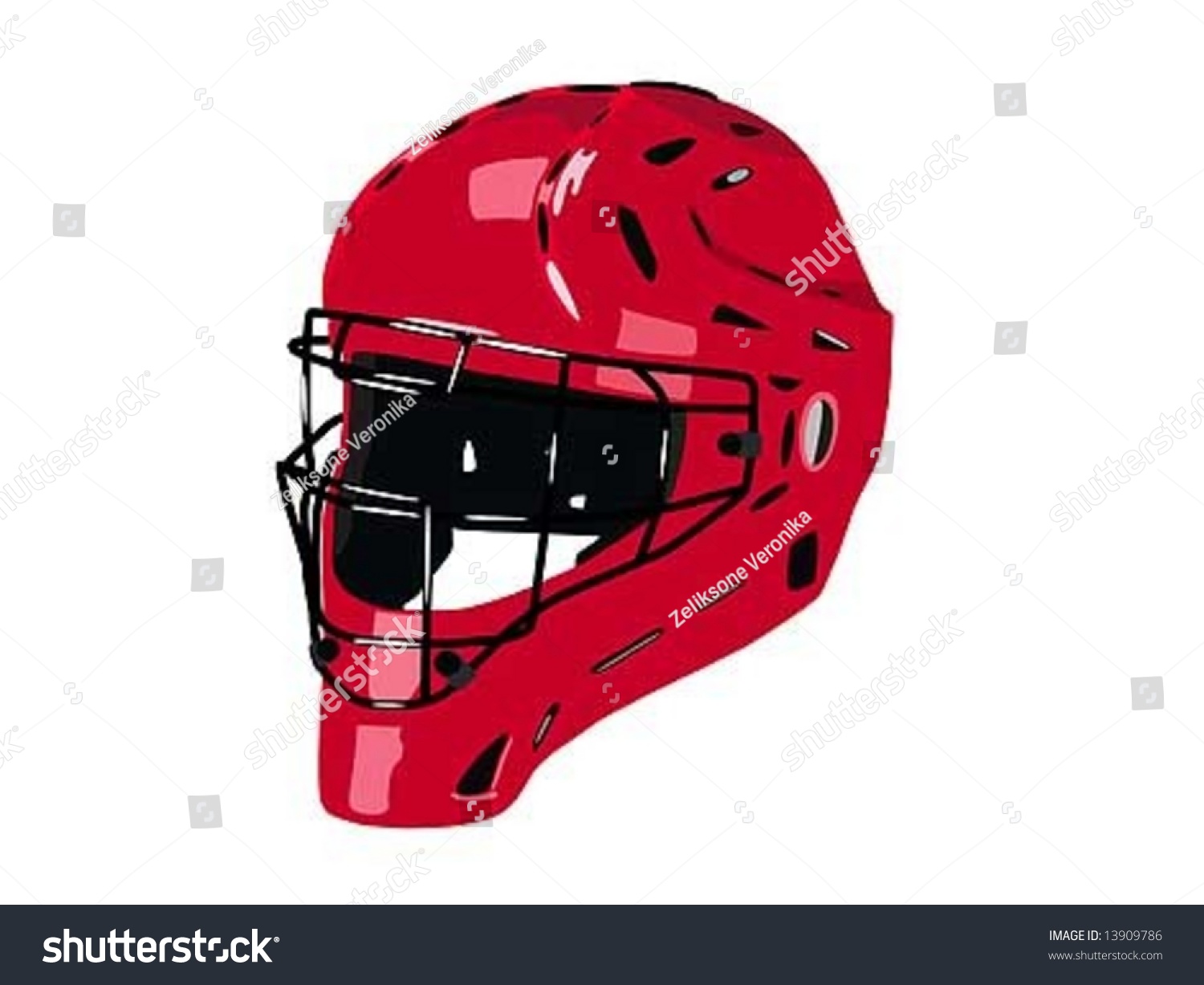Red Helmet On Transparent Background Stock Vector Illustration 13909786