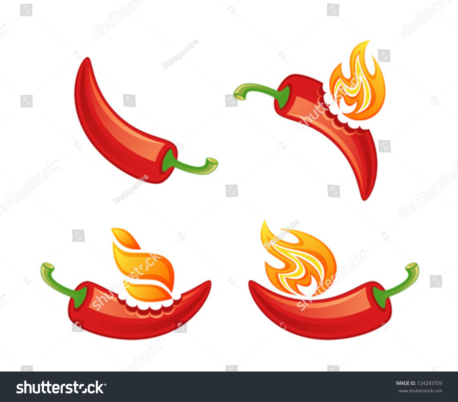 Red Hot Pepper Stock Vector Illustration 124293709 : Shutterstock