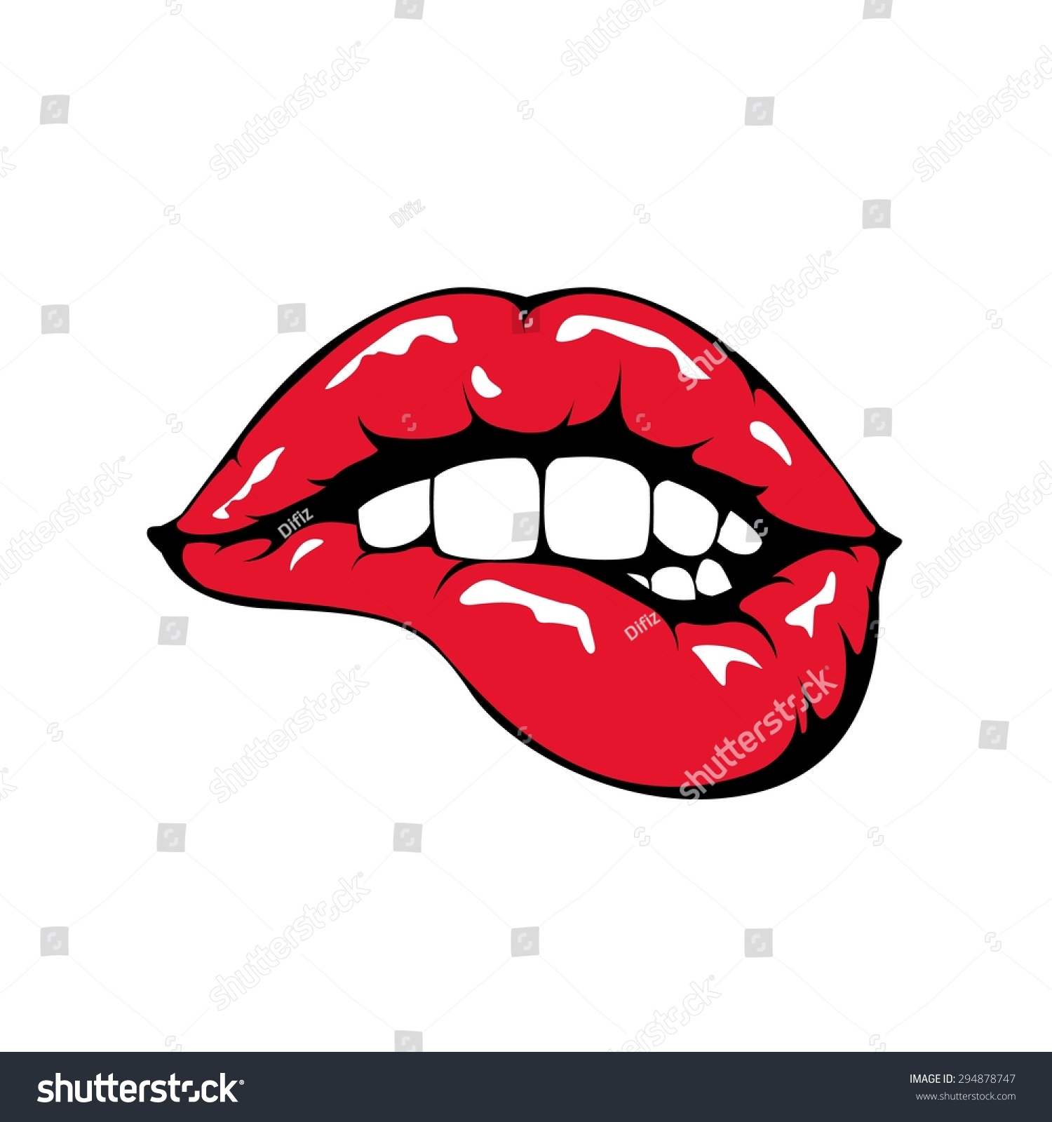 Red Lips Biting Retro Icon Isolated Stock Vector 294878747 Shutterstock