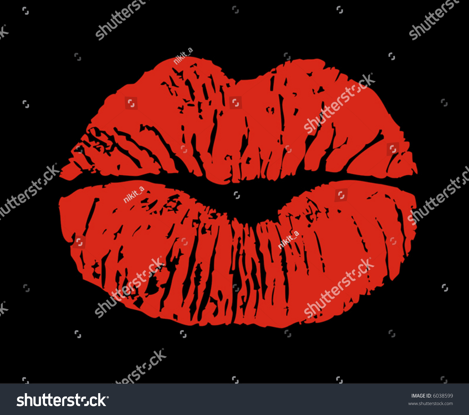 Red Lips On A Black Background Stock Vector Illustration 6038599